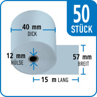 Bonrollen BLUE4EST, 57 mm / 40 mm / 12 mm / 15 m / 50...