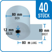 Bonrollen BLUE4EST, 80 mm / 80 mm / 12 mm / 80 m / 40...