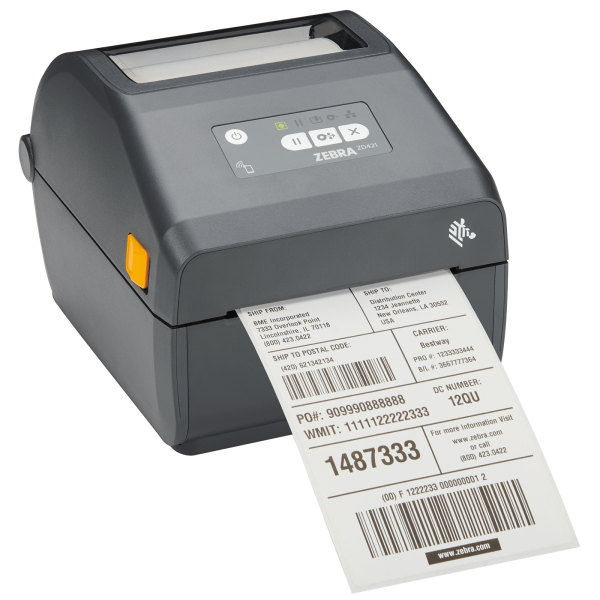 Zebra ZD421c, Farbbandkassette, 8 Punkte/mm (203dpi), RTC, EPLII, ZPLII, USB, USB-Host, BT (BLE), Ethernet, grau