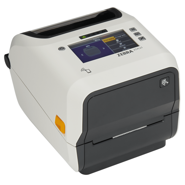 Zebra ZD621t Healthcare, 8 Punkte/mm (203dpi), Disp. (Farbe), RTC, USB, USB-Host, RS232, BT (BLE), Ethernet, weiß